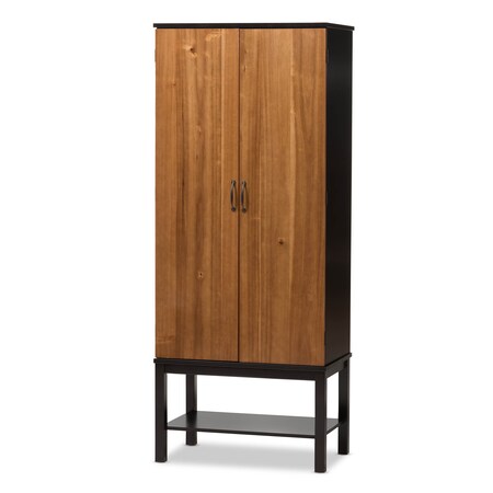 Baxton Studio Marya Two-Tone Solid Rubberwood MDF Veneered Wine Cabinet 140-8301